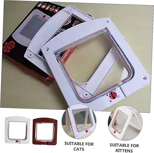 Miniatura 9 de 2pcs Controllable Small Pet Entry Cat Hole with Lock for Indoor Use Lightweight Two-Way Access Cat Gate Easy to Install White and Brown Animal Access