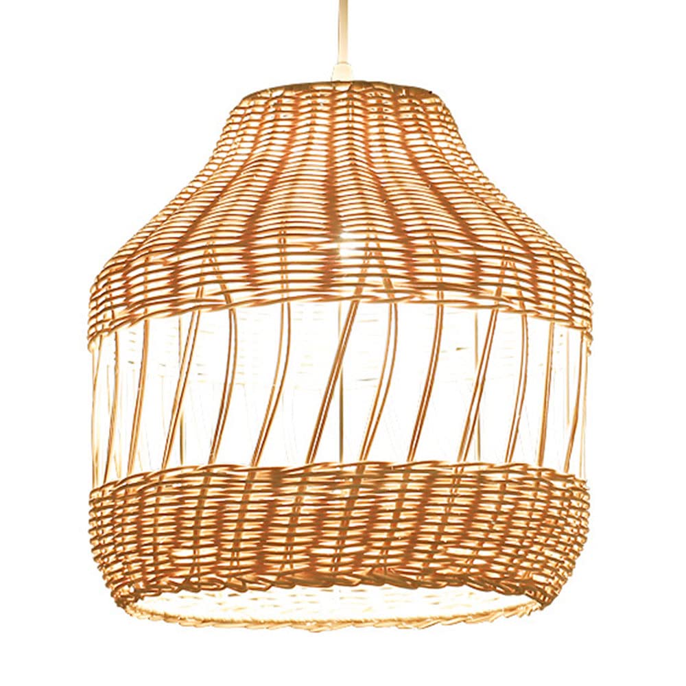 LYMSXAZOU Creative Rattan Weaving Chandeliers Wicker Basket Hanging Lamp Hand-Woven Nature Chandelier Indoor Pendant Light Decorative Lighting Fixtures for Dining Room Tea