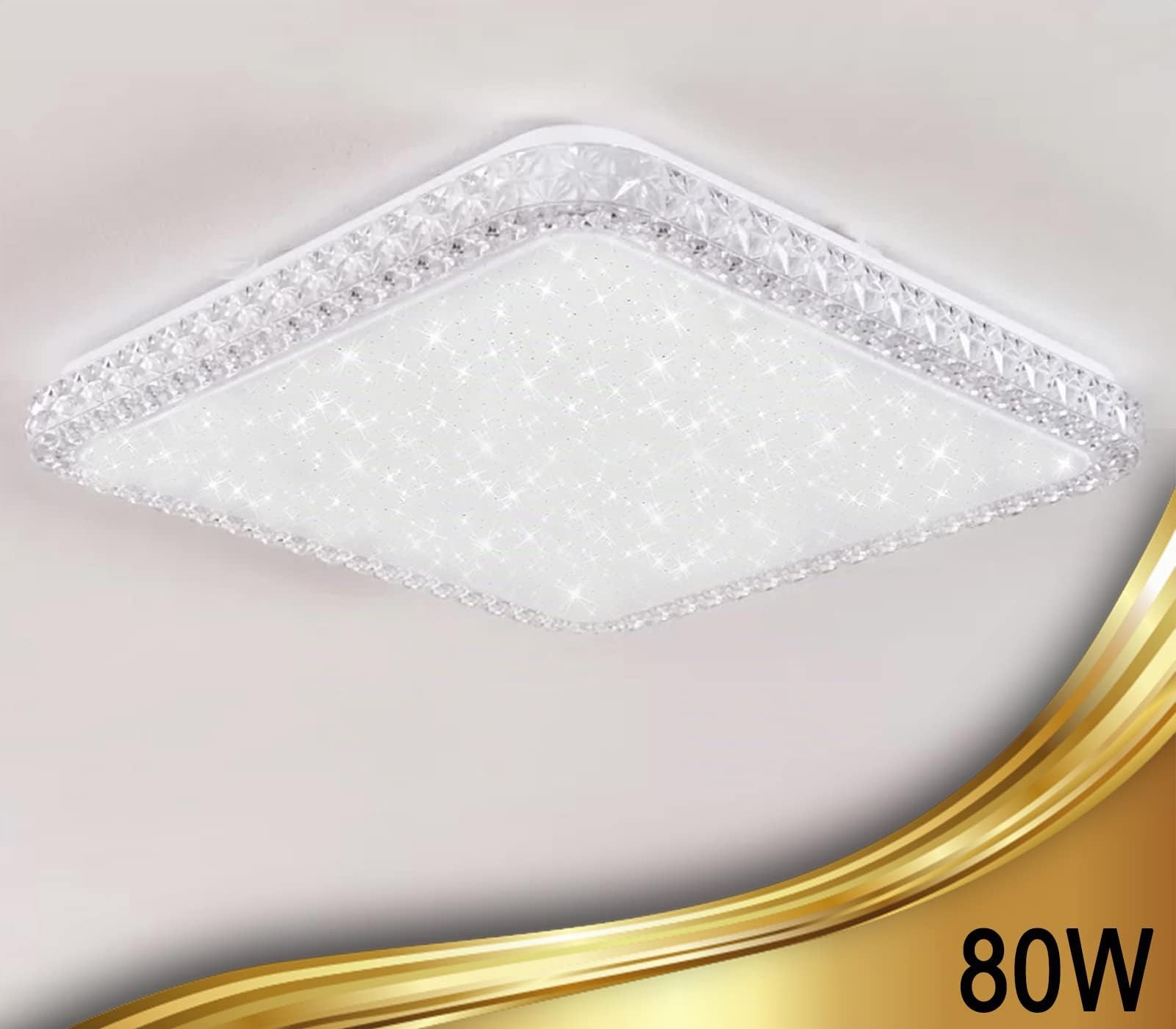 CLICLED Plafoniera LED Da Soffitto Quadrata 80W Luce Fredda Effetto Cielo Stellato 806