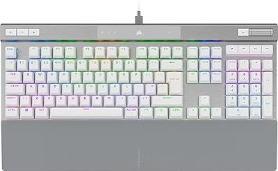 CORSAIR K70 PRO RGB Optical-Mechanical Gaming Keyboard - OPX Linear Switches, PBT Double-Shot Keycaps, 8,000Hz Hyper-Polling, Magnetic Soft-Touch Palm Rest - NA Layout, QWERTY - White