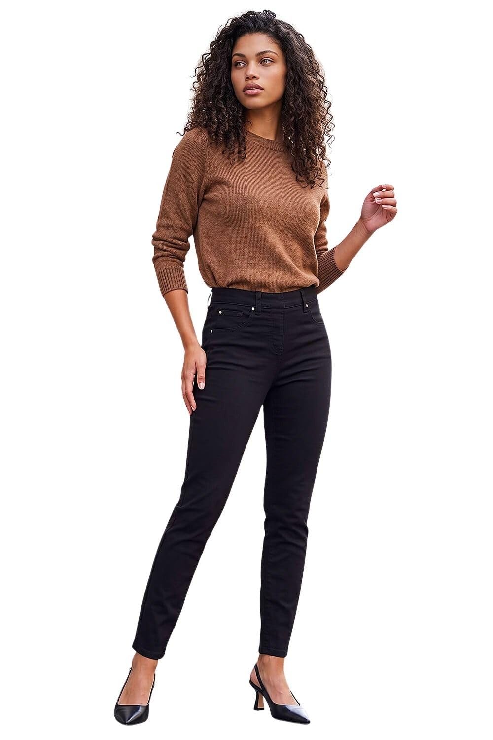 Roman Originals Women's Petite Jet Black (28 Inch) Jeggings For Uk Jean Stretchy Trousers Denim Leggings High Waist Rise Pull On Skinny Straight Leg Cotton Pants Smart Casual - Size 8