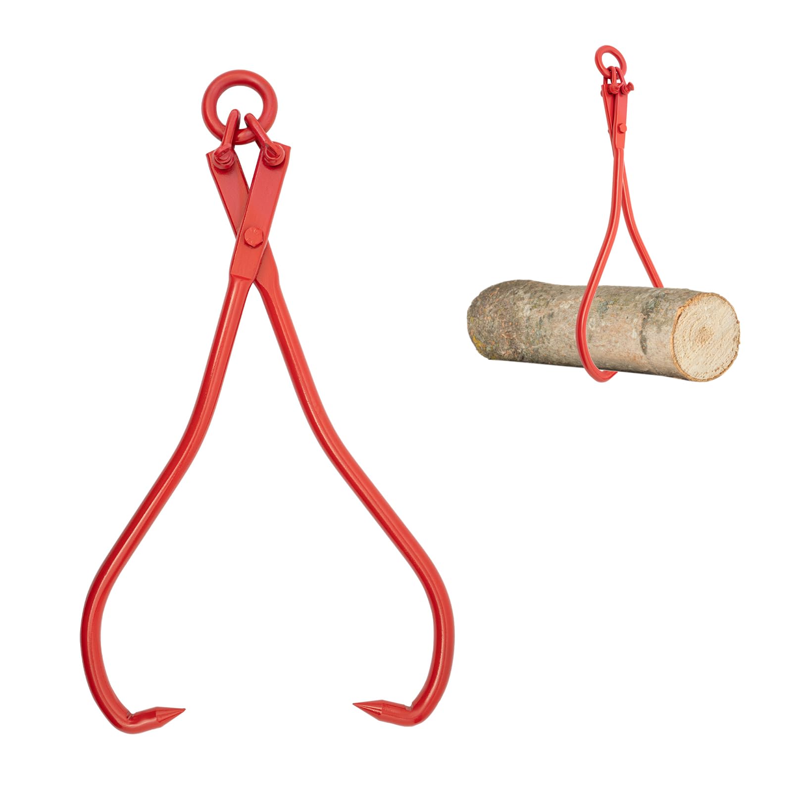 Pinzas para madera, 36 pulgadas, de acero al carbono, capacidad de carga de 1000 kg, área de apertura de 0 ~ 91,44 cm, 2 garras para troncos de árboles y varillas, color rojo