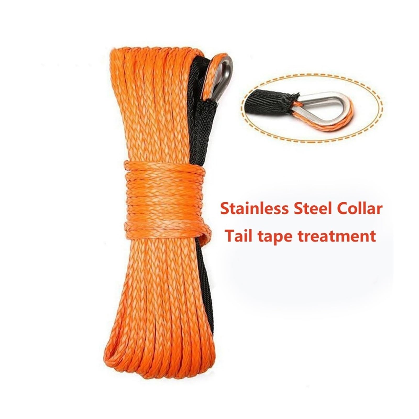 15 m x 6 mm/7 mm syntetyczna lina holownicza do wyciągarek, 5800 funtów/7700 funtów/9300 funtów, wytrzymała lina do wyciągarek do pojazdów ATV UTV SUV Ultramocny(Blue,6MM)