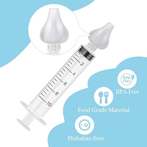 Miniatura 2 de Irrigador nasal de jeringa, irrigación nasal portátil para bebé, irrigación nasal infantil de 0.3 fl oz con puntas de succión nasal de silicona de