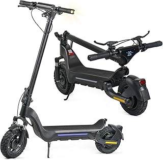 Adult Electric Scooter - Folding Terrain Design with Front and Rear Axle Double Damping, EABS + Front/Rear Disc Brakes, 150 kg Load Capacity, Equipped with Headlight