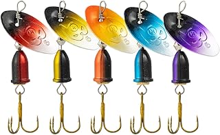 Cebos giratorios de Pesca, señuelos giratorios de Metal | 5X Plantillas de Aparejo para Trucha con Campana de Cobre y Lentejuelas de Colores,Señuelos de Pesca con rotación de 360 Grados, señuelos de