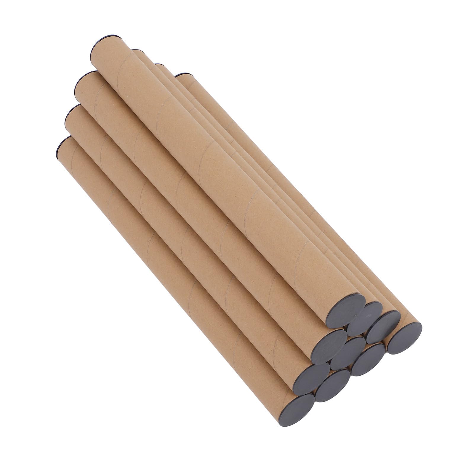Healeved 10 Pièces Tube à Documents en Papier Kraft Rond 50x5cm avec Bouchon Noir pour Tubes D'expédition et Stockage de Plans et Affiches