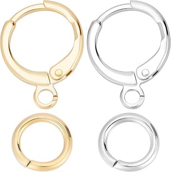 CREATCABIN 1 Box 48pcs Round Leverback Hooks 18K Real Gold Plated Stainless Steel Lever Back Brass French Ear Wire Hoops with Open Loop for Man Women Styling Dangle Earring DIY FindingsGolden&Silver