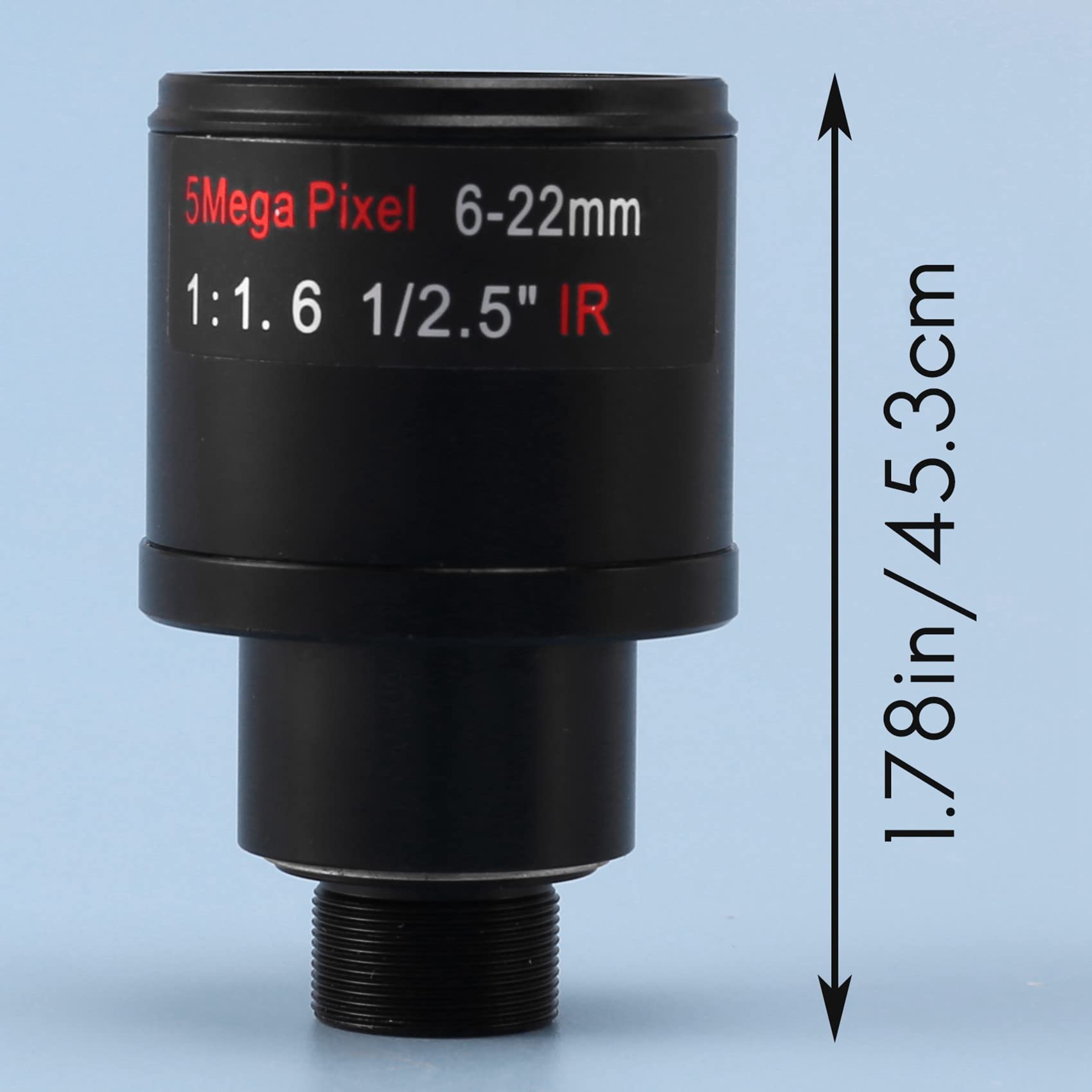 Objectif CCTV 1/2,5 6-22 mm 5 MP Objectif variable F1.6 pour capteur 4 MP/5 MP CMOS/CCD IP/AHD