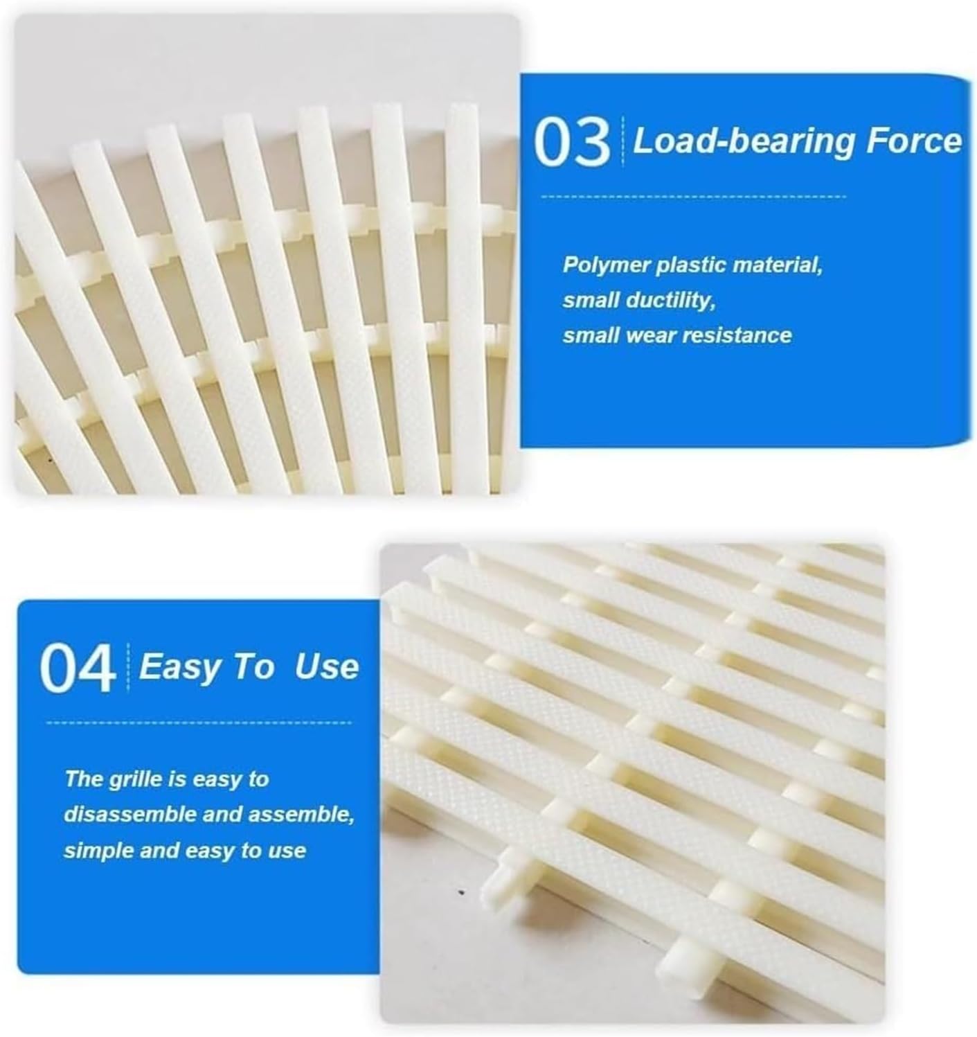 Swimming Pool Grating, Drainage Grate Gutter Overflow Grating, Gully Drainage Grating for Your Sewer Maintenance(White-30cm)