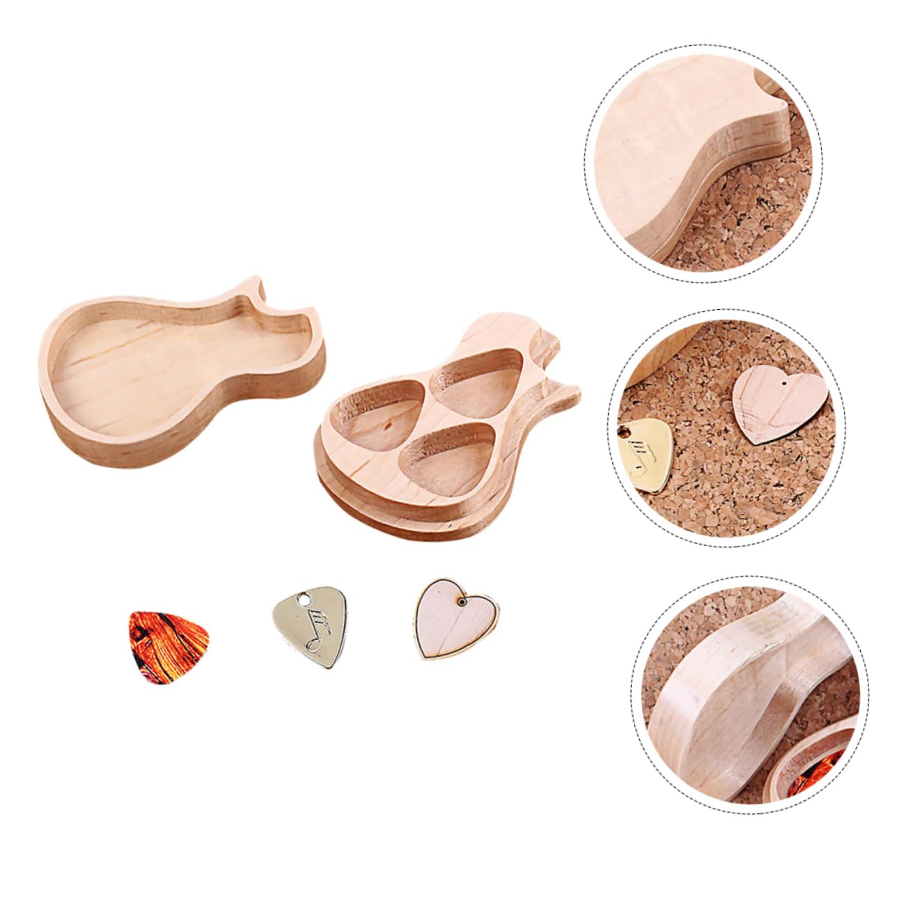 YARNOW 1 Juego Caja de Almacenamiento de Púas de Guitarra Forma de Guitarra con Púas de Madera Estuche para Guitarristas Organizador de Accesorios Musicales Artístico para Músicos y