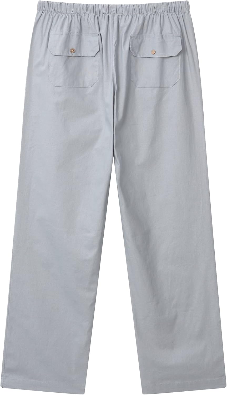 FANARCHER Men’s Cotton Linen Pants Drawstring Loose Beach Pants with Pockets - Image 4