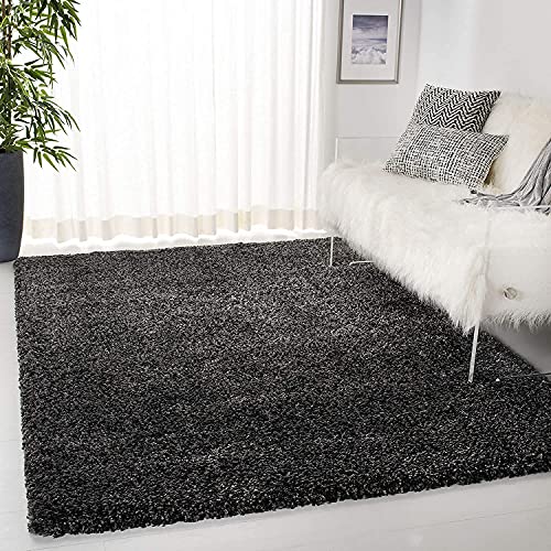 Image of Shaggy Carpets and Rugs for Hall and Drawing Room 8x8 Square Charcoal Color