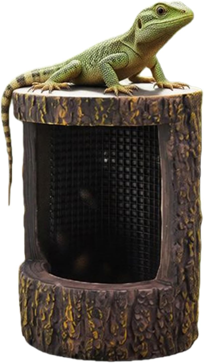 Reptilienfütterer Und Futterstelle Für Reptilien – Futternapf Zur Reduzierung Von Stressreaktionen,Zubehör Imitat Baumstumpf Design für Terrarium,Für Kleine Reptilien wie Echsen Geckos Frösche