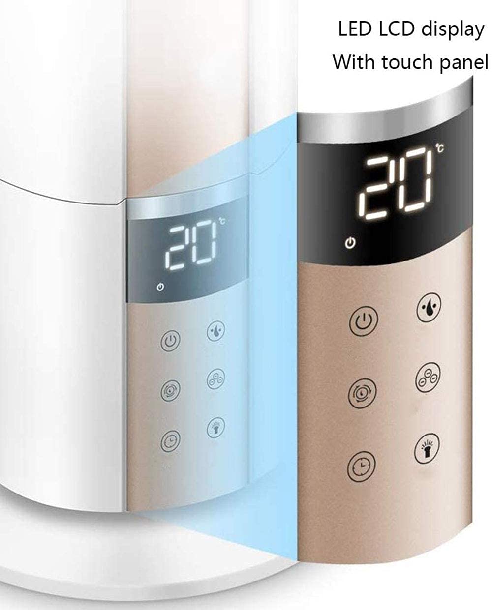 Umidificatori, Nebbia Fredda Camera da Letto a Pavimento Aria Domestica Intelligente Silenzioso Grande capacità Tre Livelli Display a LED Regolabile Spegnimento Automatico Senza Acqua