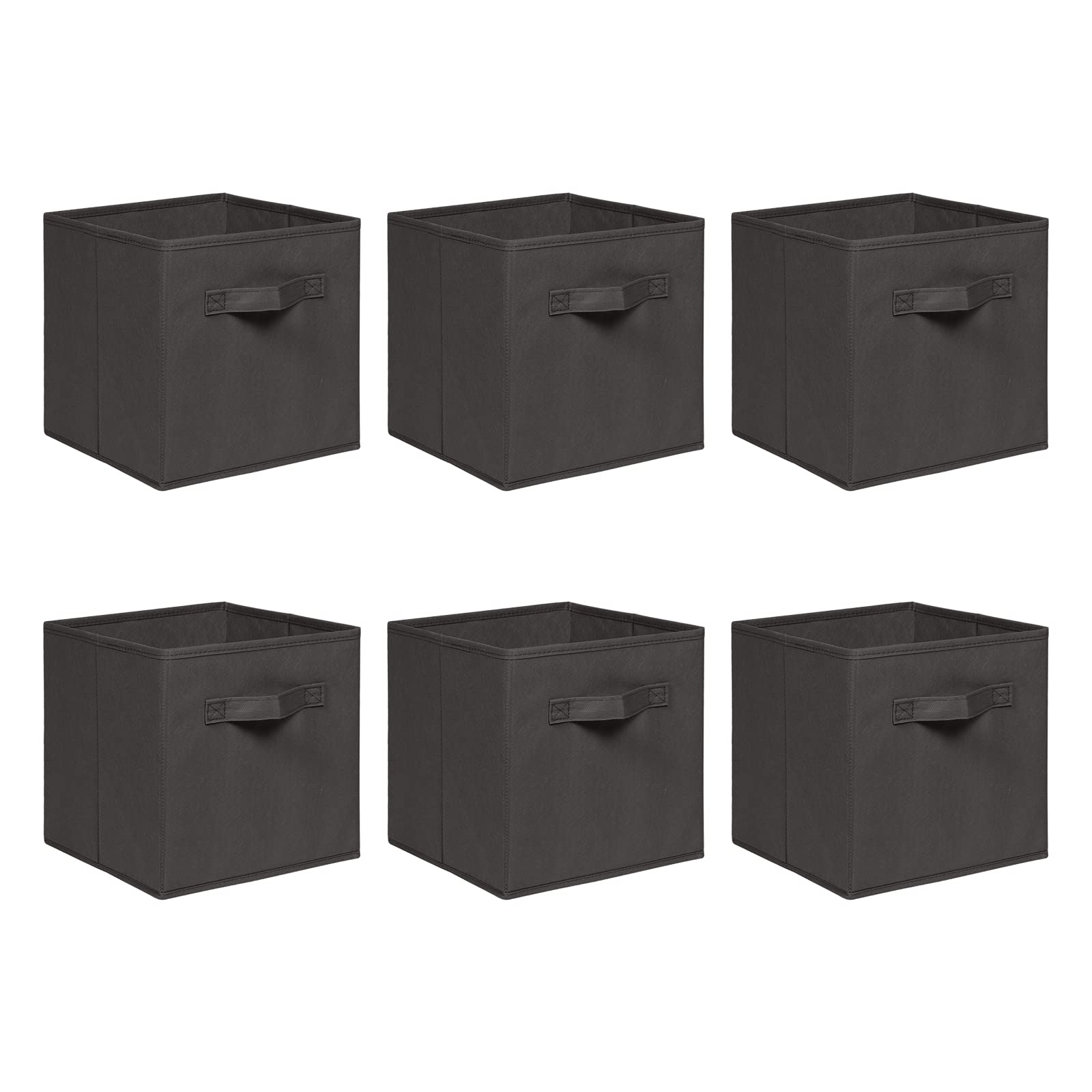 NICEME Foldable Cube Storage Unit Boxes, Non-Woven Fabric Storage Boxes Set, Clothes Drawers for Shelves, 26.5x26.5x28 cm (Dark Grey, Set of 6)
