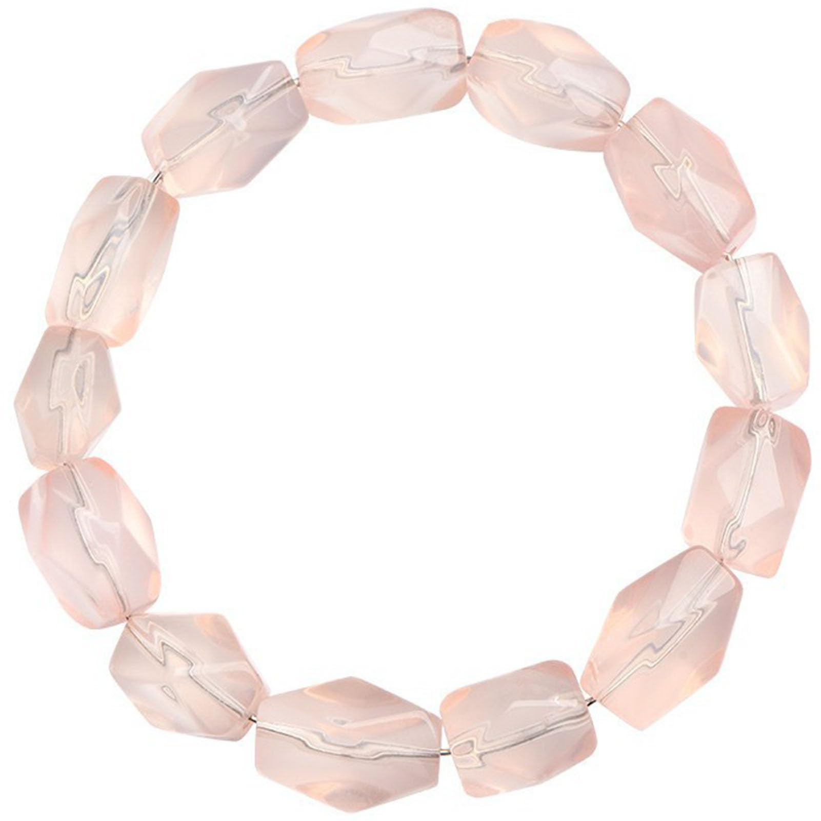 Pulsera elástica de Piedras Preciosas Rosas de Forma Irregular Natural, Pulseras Naturales, Pulsera de Cuarzo Rosa, para Amor, energía Positiva, meditación Unisex, Yoga Equilibrio,9 * 14MM
