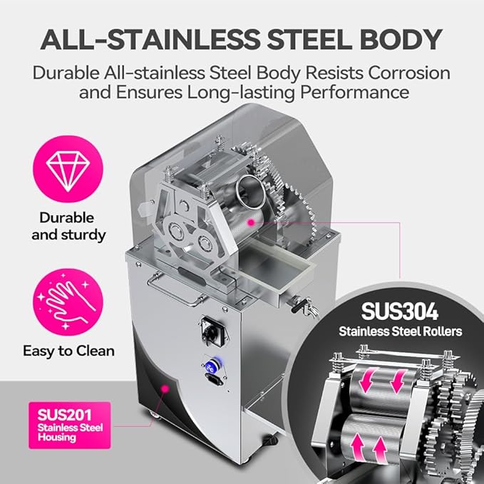 Extractor de Jugo de Caña de Azúcar 1100W con 3 Rodillos y E miniatura 4