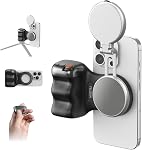 TELESIN Fun Shot Phone Camera Grip (White) + C03 Selfie Light (Silver) Kit | Compatible with iPhone & Android, Creator Kit for Selfies/Photography/TikTok/Zoom Calls/Video