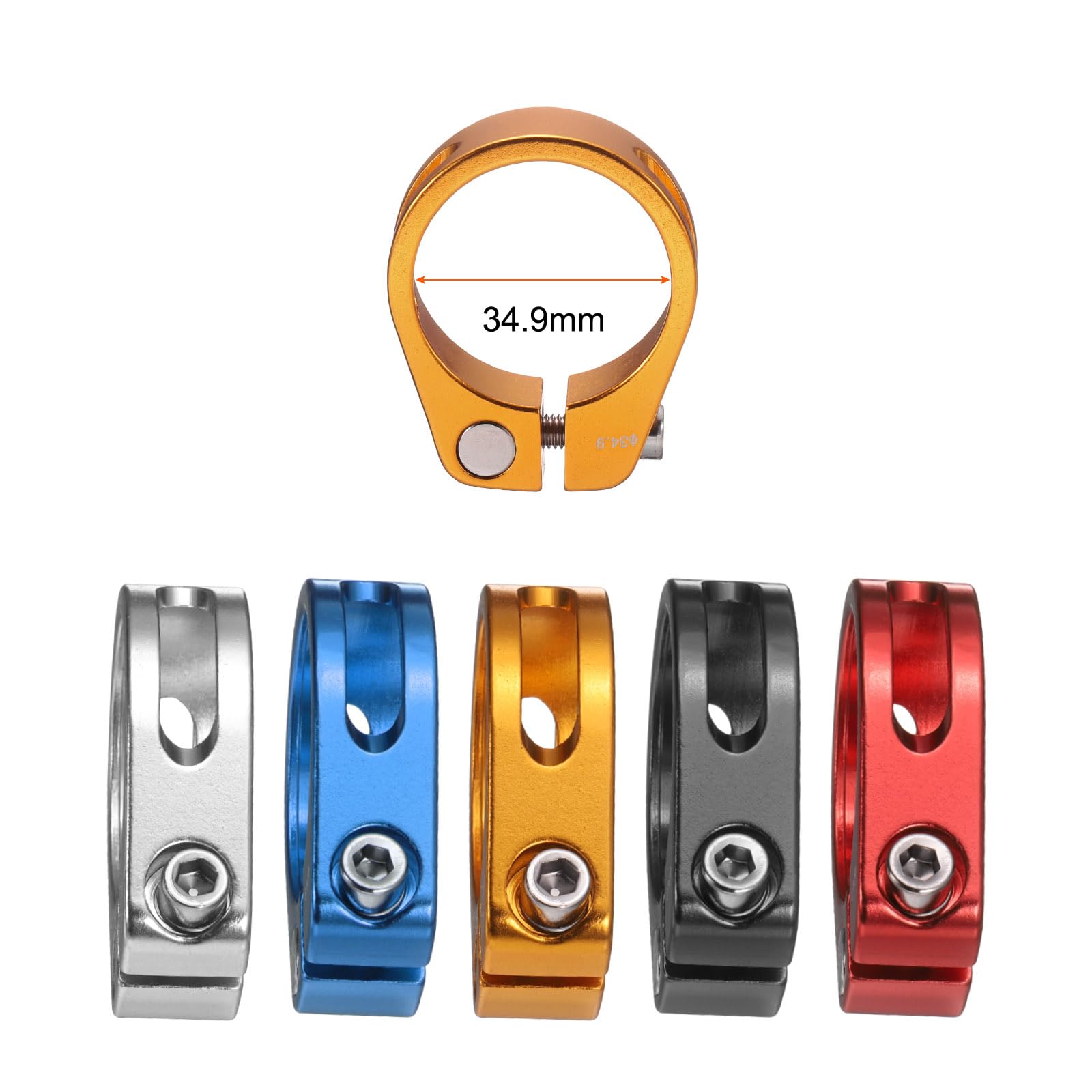 QUARKZMAN 2 sztuki zacisków wspornika siodełka rowerowego 34,9 mm, stop aluminium, pierścień wspornika siodełka ze śrubą z gniazdem sześciokątnym M4, do rowerów wyścigowych 30,4 do 31,6 mm, kolor