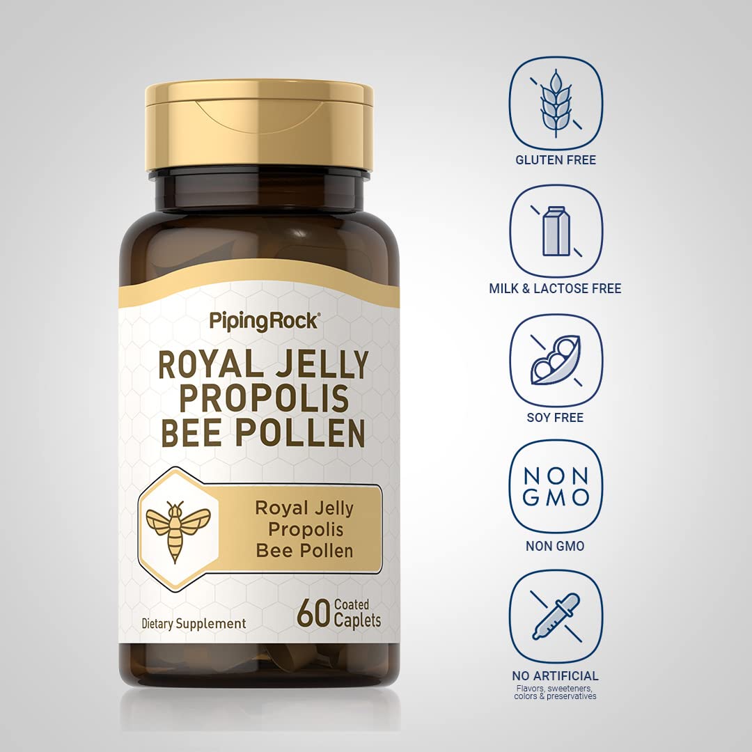 Piping Rock Royal Jelly Propolis Bee Pollen | 60 Caplets — Amazon image 3
