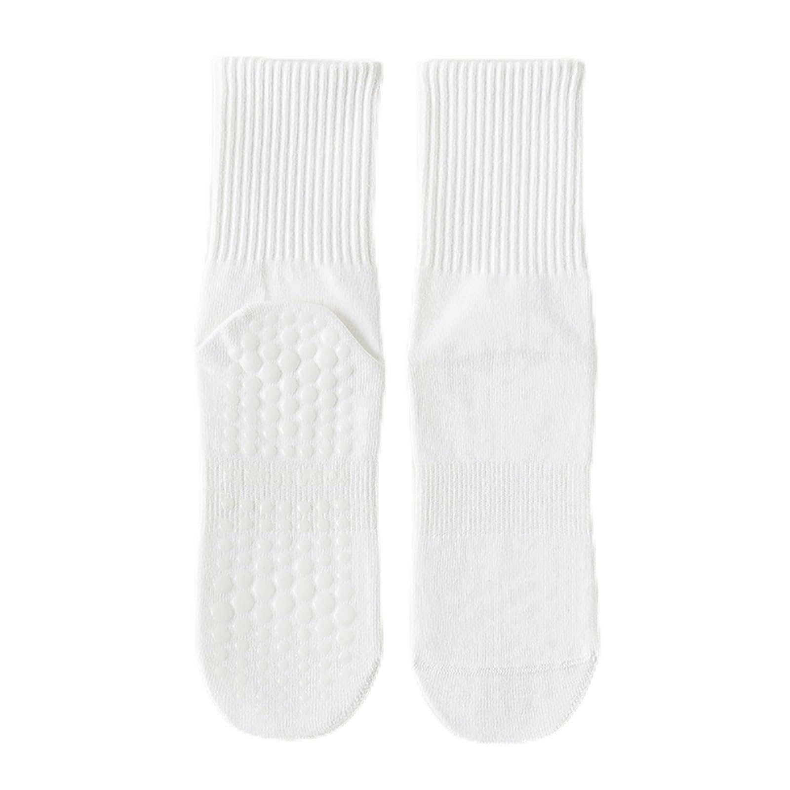 Womens Long Pilates Socks, Non Slip Grip Crew Socks for Yoga, Barre, Dance, Ballet