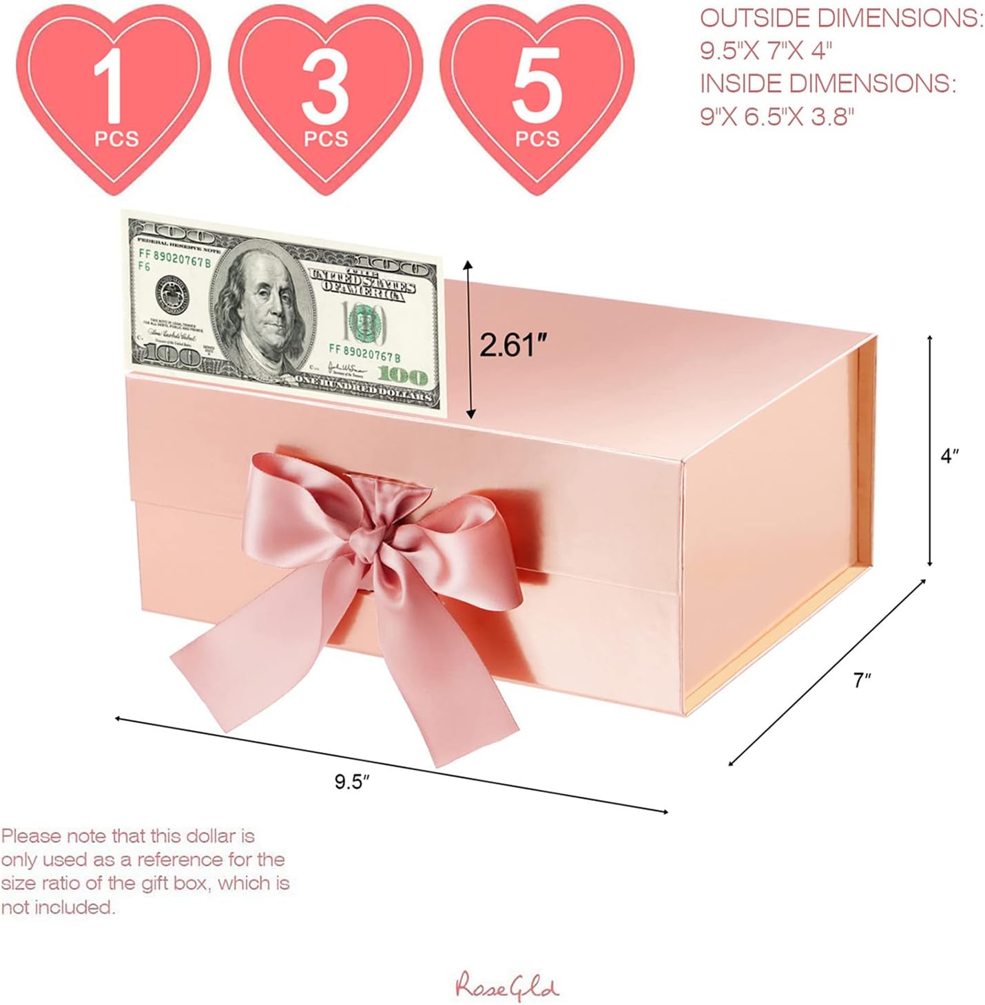 MALICPLUS Caja De Regalo Grande Con Tapa De 13.5 X 9 X 4.1 Pulgadas, Caja De Regalo Dorada Con Cierre Magnético Para Todas Las Ocasiones (oro Brillante