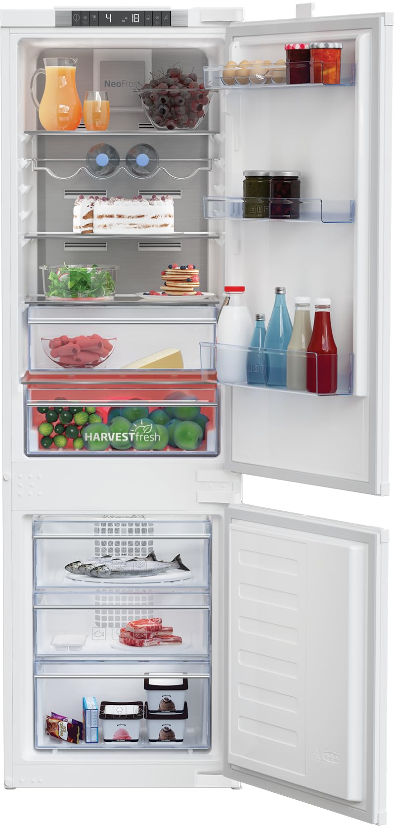 Beko Frigorífico Combi Integrable BCNA275E4SN: NeoFrost 254 L 177,5 cm | Tecnología NeoFrost Dual Cooling y HarvestFresh
