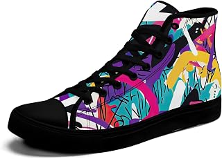 Men Women Graffiti High Top Canvas Sneakers Art Fashion Shoes