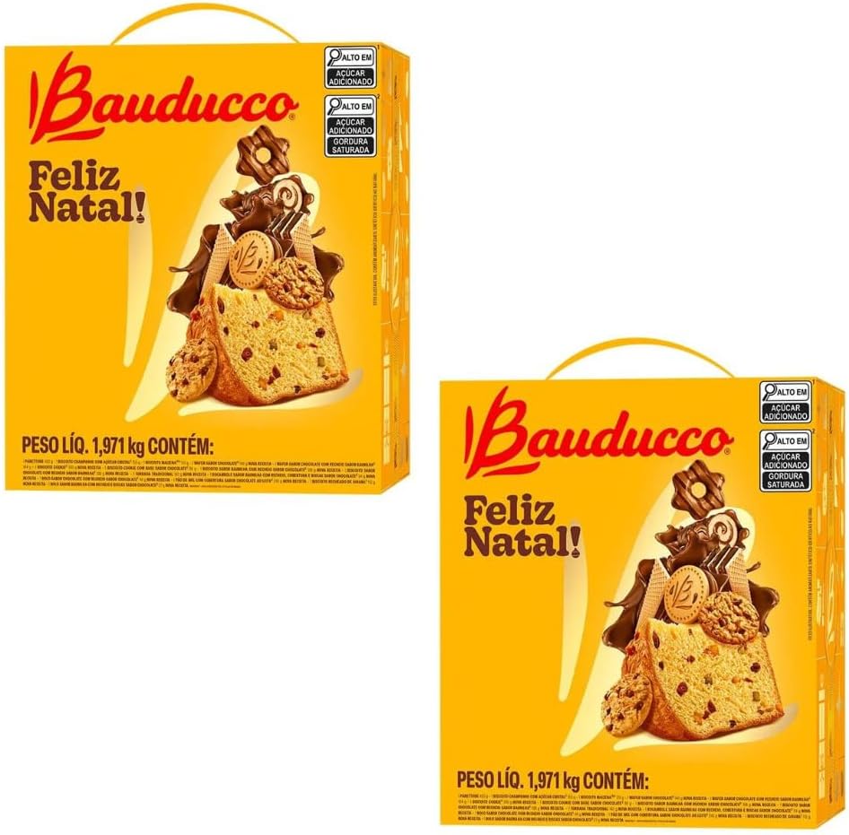 Cesta De Natal Bauducco Pequena Com Panetone – 15 Itens