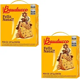 Cesta De Natal Bauducco Pequena Com Panetone - 15 Itens
