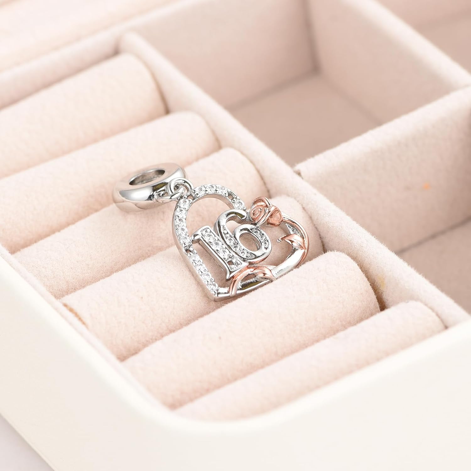 KunBead 12 13 16 18 21 30 40 50 60 70 Birthday Rose Heart Dangle Charms Compatible with Pandora Bracelet Necklace for Women - Image 3