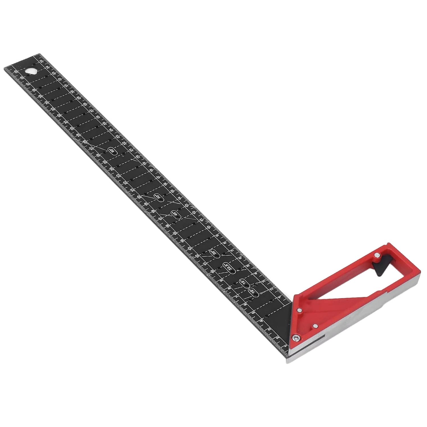 Woodworking Square Scribing Ruler, Aluminum Alloy L Shaped, 25cm 9.8in, Multi Angle Measurement, Red Black - Durable Construction, Clear Scale Markings, Precise Carpentry Tool (40cm)