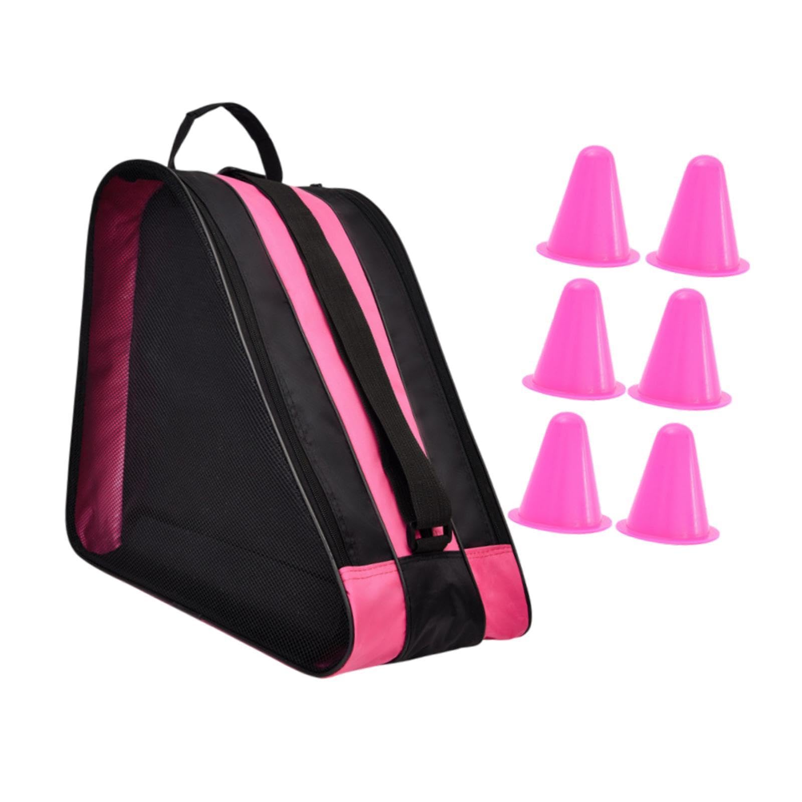Yiju Roller Skate Bag Ice Skate Bag Skate Carry Bag Skating Shoes Carrying Bag for Kids, pink