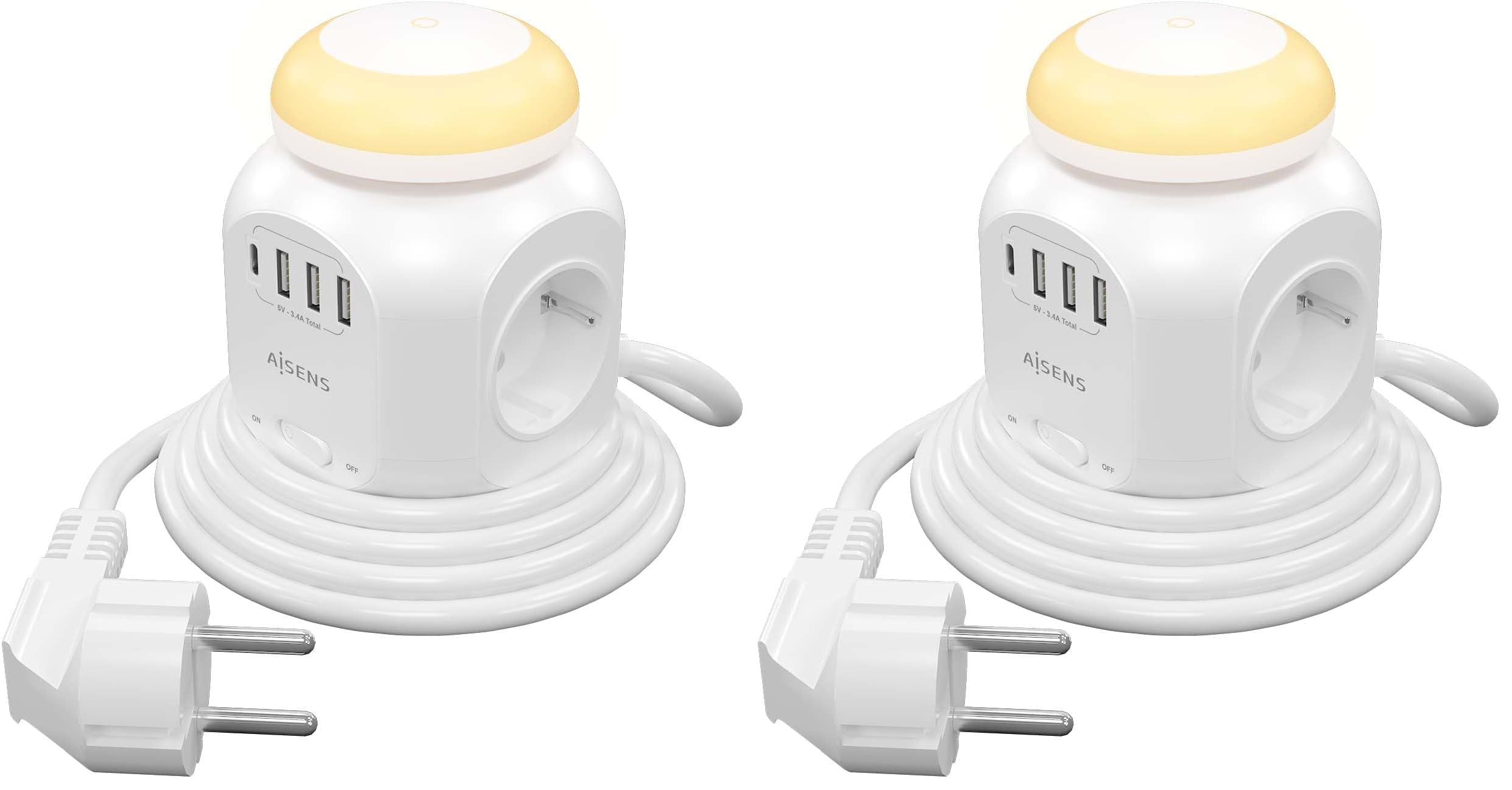 Regleta de enchufes con USB-C multifunción y 4 tomas de corriente blanca 8