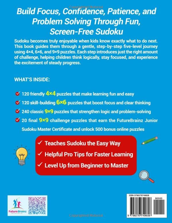 Sudoku for Kids: Perfect for Beginners Ages 6–12 | Easy & Fun 4×4, 6×6, and 9×9 Puzzles | 5 Learning Levels image 3