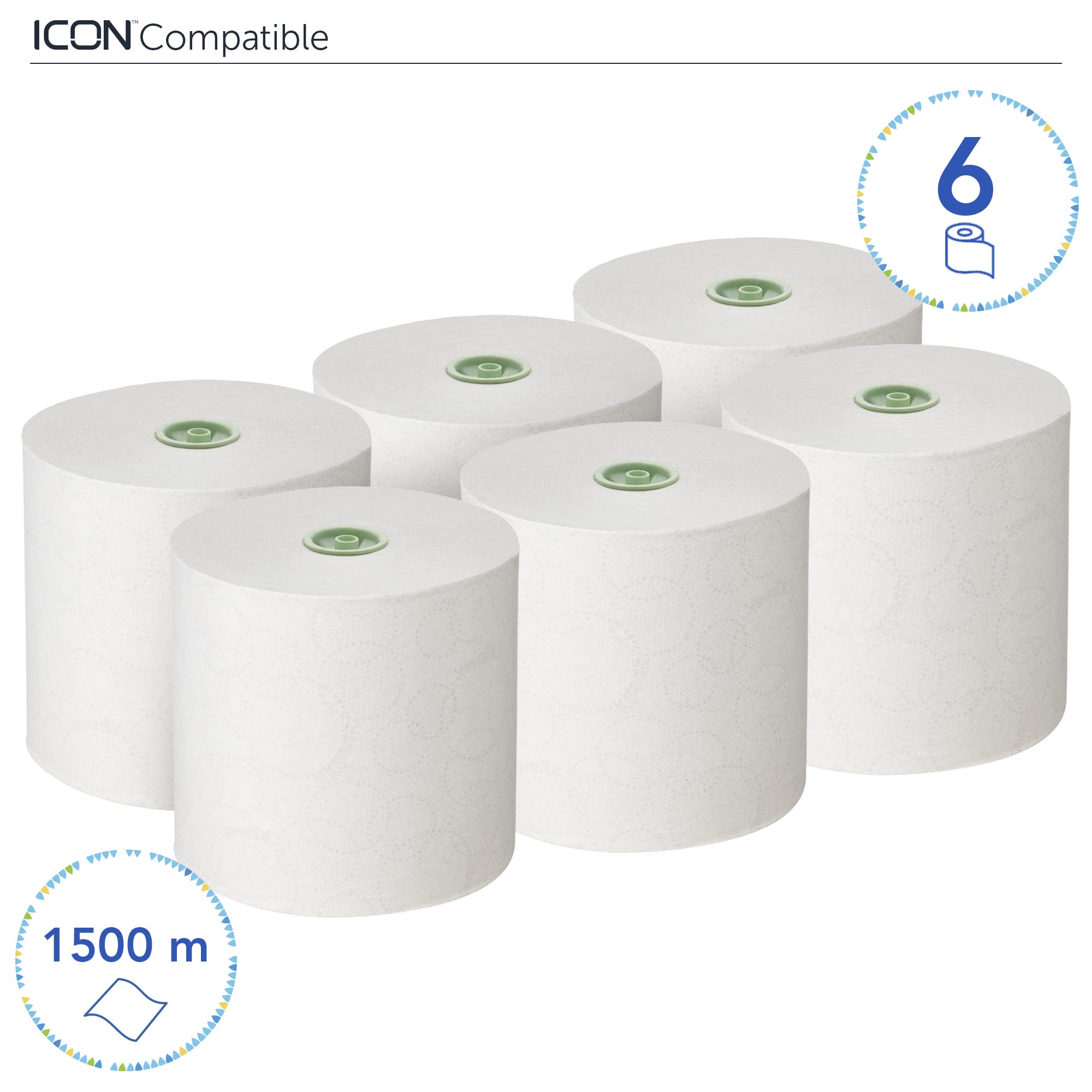 Kleenex Rolled Paper Towels 6646 - Rollo de toalla de mano grande E-Roll - 6 rollos de papel blanco de 250 m (1500 m en total)