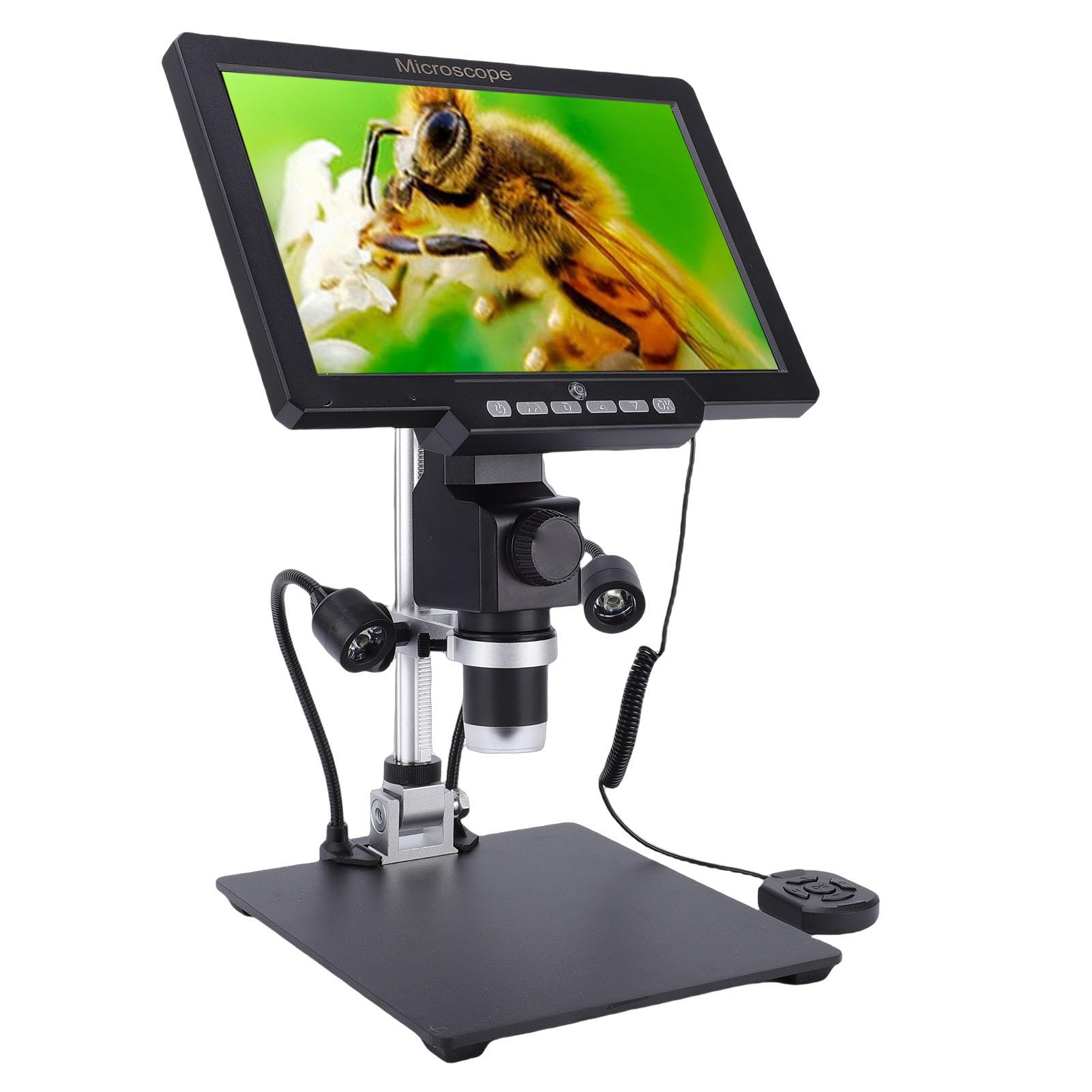 GOWENIC 2000x Professionelles Digitalmikroskop |10,1-Zoll-HD-Bildschirm 12 MP für Biologie, Mineralien, Münzlötinspektion mit LED-Ringlicht-Fernbedienung