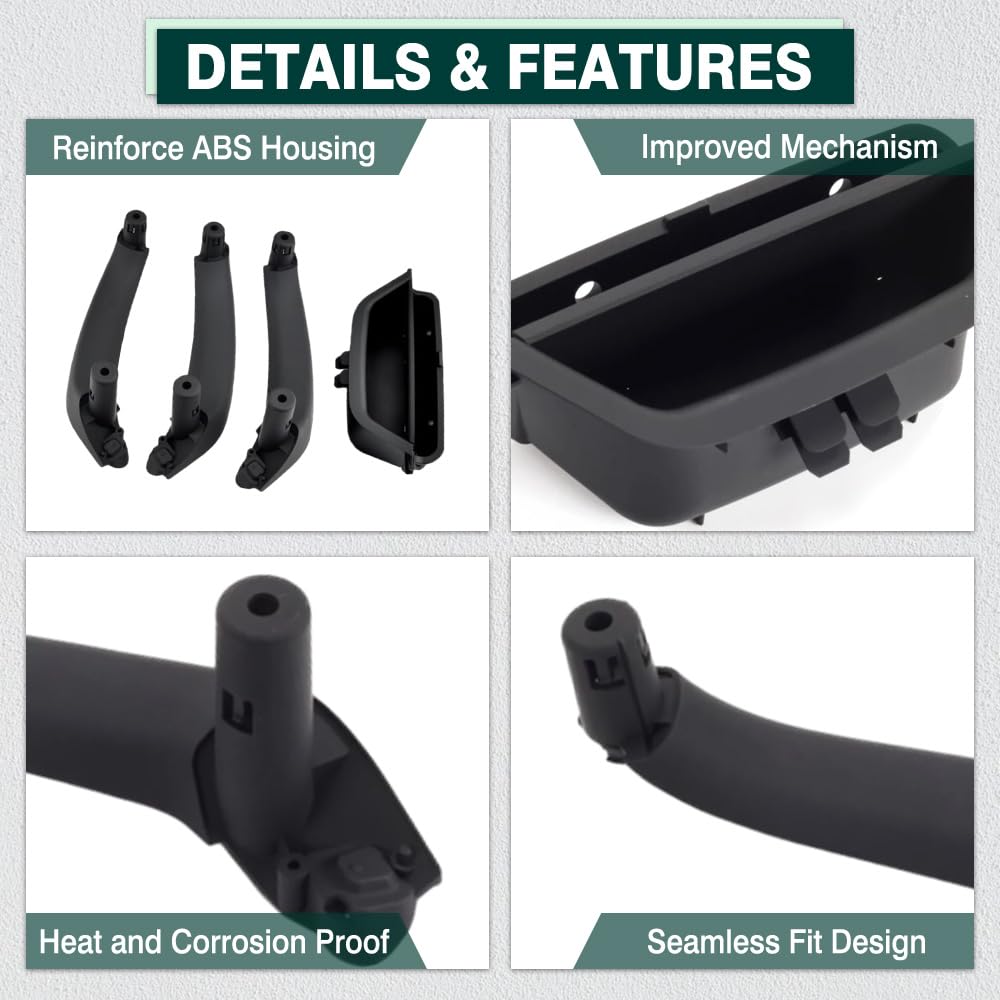 Poignée de porte intérieure de voiture de rechange compatible avec BMW X3 F25 X4 F26 2010-2017 51417250307 51419209216 51419209215 modèles d'entraînement à poignée gauche