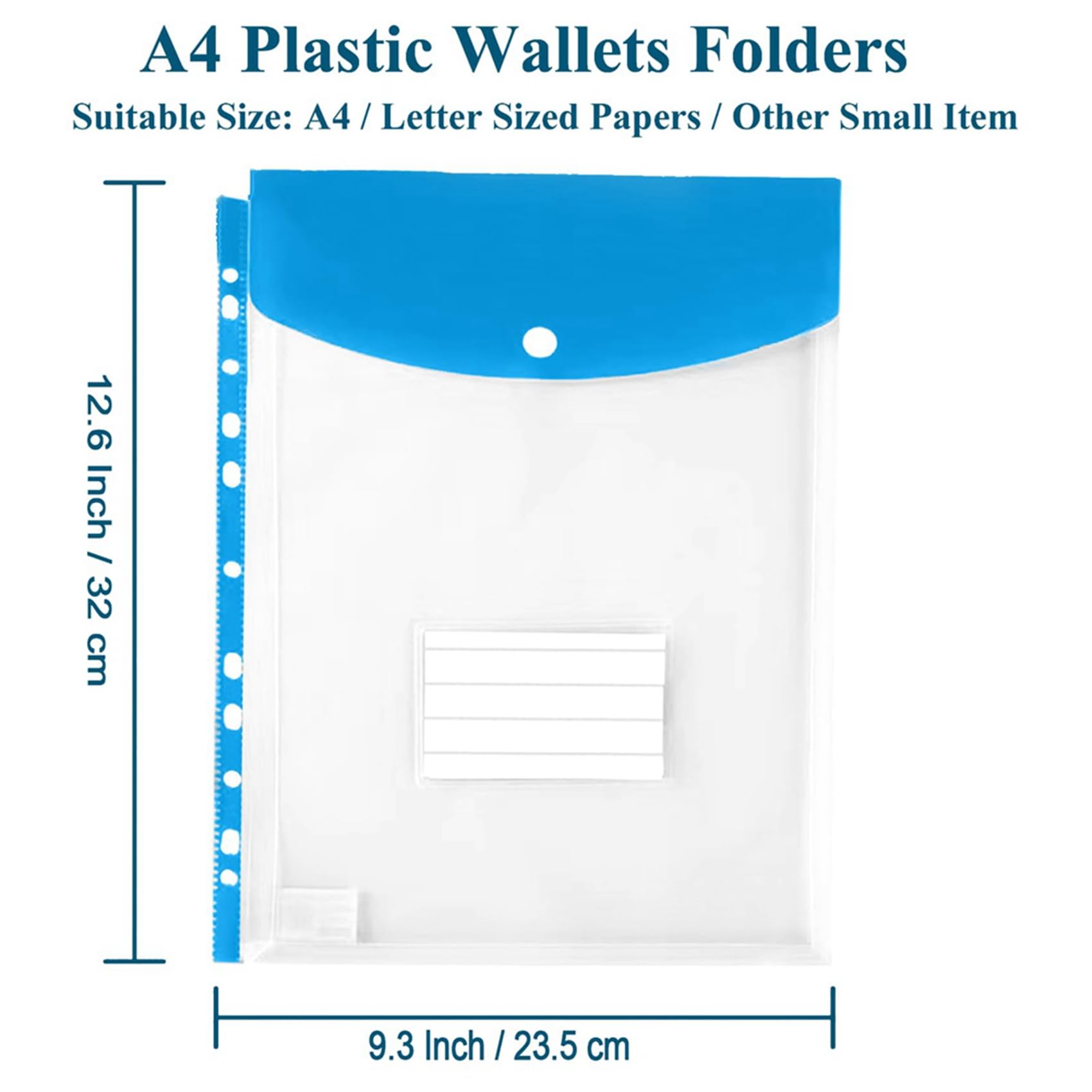 120 Buste in Plastica, Tasche per Raccoglitori Ad Anelli 3/4/11, Organizer per Documenti Espandibile con A Pressione Ed Etichetta