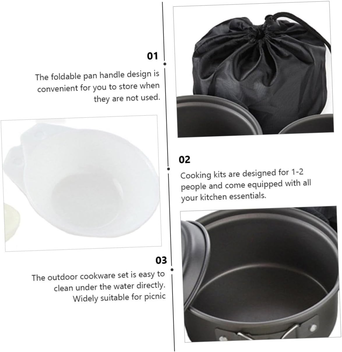 Portable Outdoor Cookware with Alumina Pots and Pans Lightweight Hiking and Camping Cooking Kit for People Includes Utensils and Storage Bag for Picnics and Backpacking