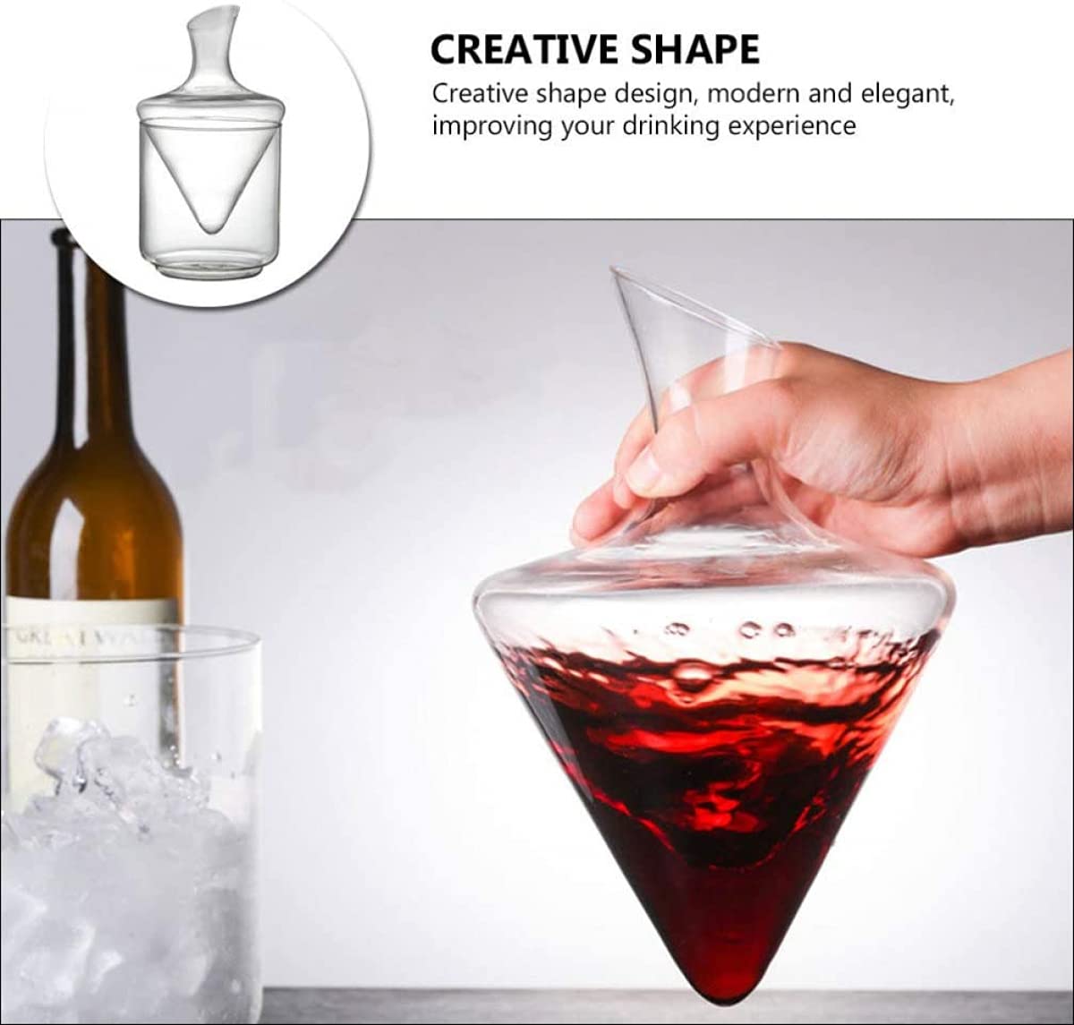Weindekanter Kühler Set mit Eiskübel Kühler Glaskaraffe Rotweinentlüfter für Rot- und Weißweinzubehör Cocktails und Barzubehör