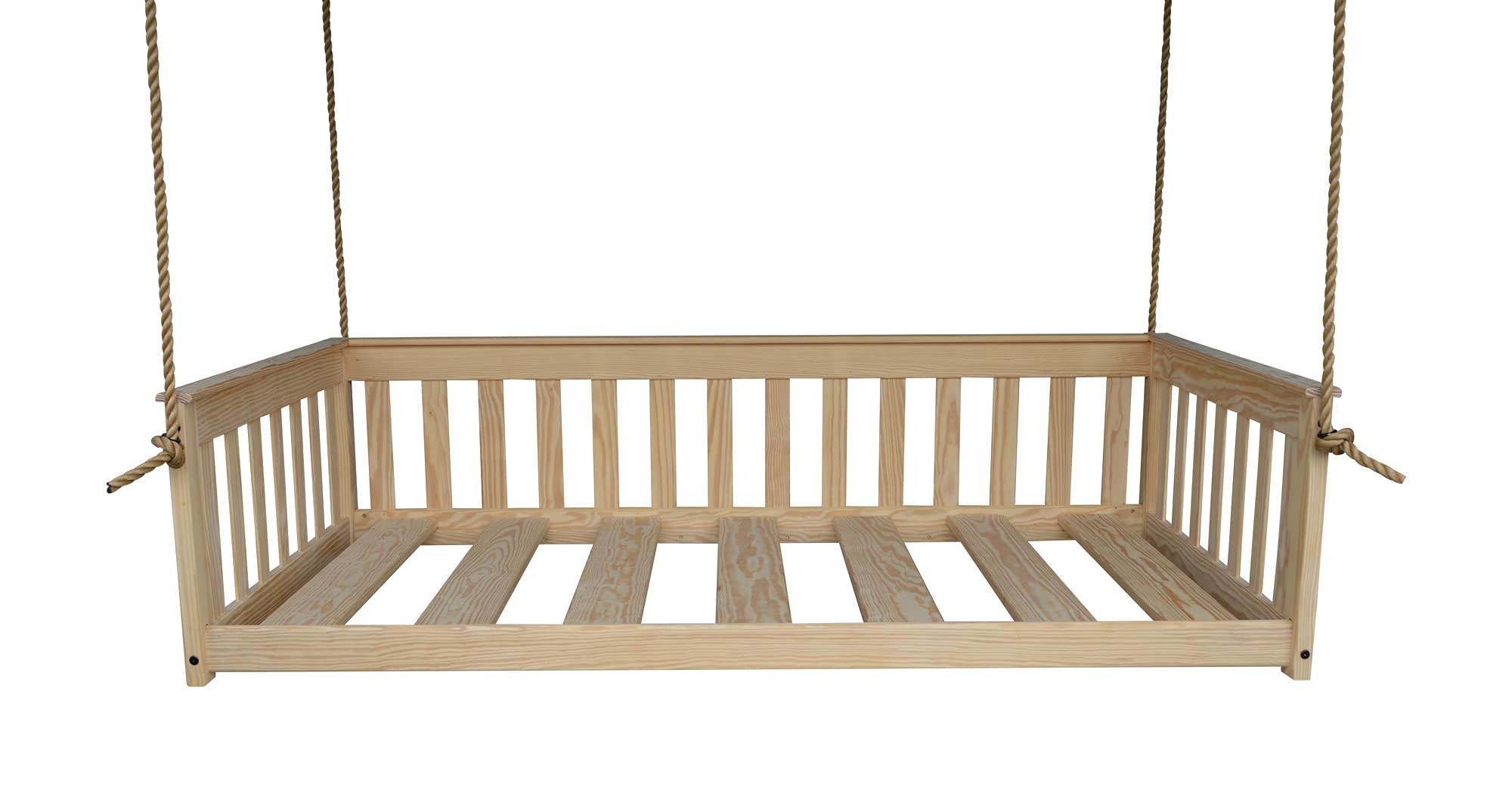 A&L Furniture VersaLoft Amish-Made Pine Twin Mission Swingbed with Rope, Unfinished