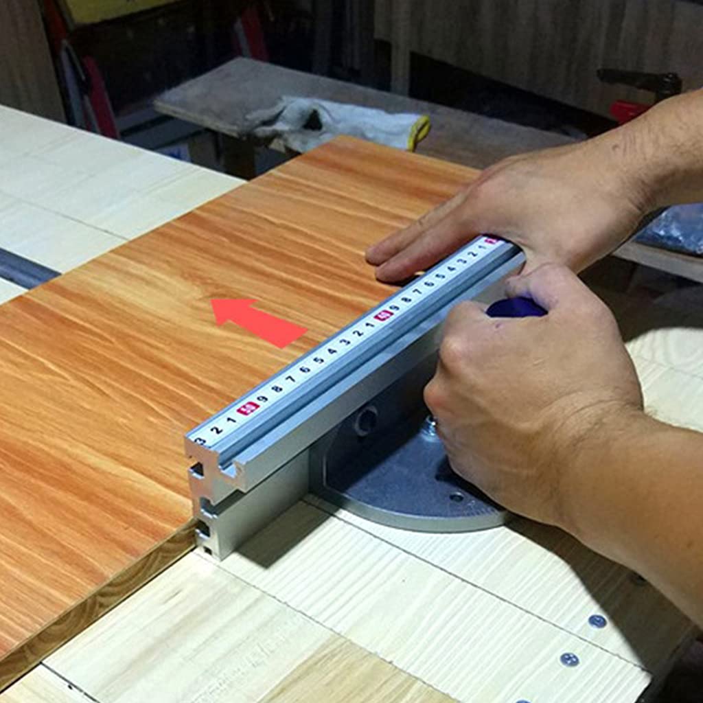 Regla de mesa de carpintero con valla de 400 mm y tope ajustable, adecuada para banda de mesa de acero