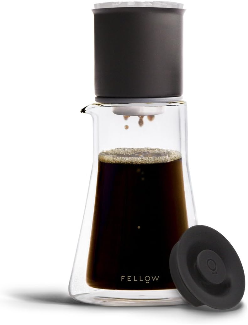 Fellow Stagg [XF] Pour-Over Coffee Maker Set – Stainless Steel Dripper, 20 oz Double Wall Glass Carafe & 30 Paper Filters, Built-in Ratio Aid, No Plastic Brewing, Matte Black