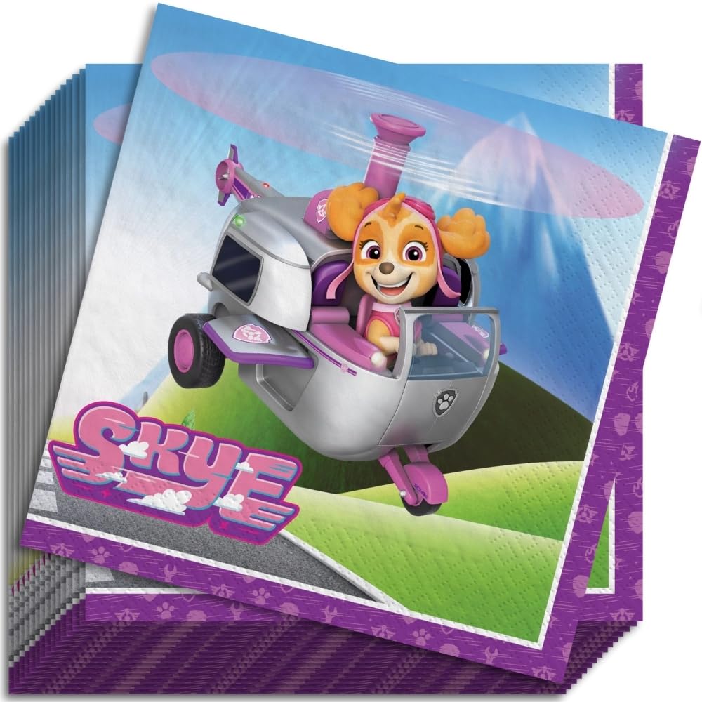 Paw Patrol Skye Luncheon Paper Napkins (Pack of 16) - Fun & Vibrant Skye Paper Napkins for Kid's Birthdays Parties and More