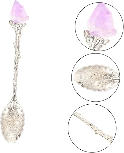 Miniatura 6 de Cuchara de amatista Cuchara de café de cristal Cucharas de degustación Cucharas de postre vintage Cuchara de postre para tartas Cuchara de fruta