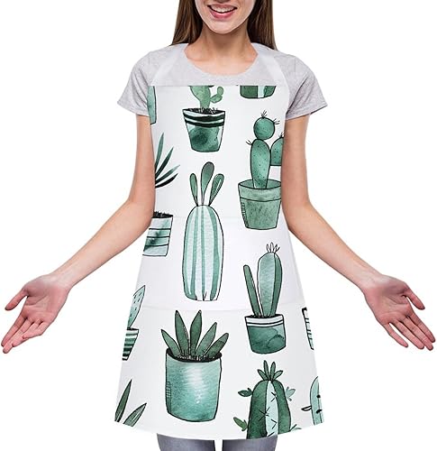 Miniatura 3 de Personalized Cacti And Succulents Adult Apron, Kitchen Cooking Aprons for Woman Man, Adjustable Bib Apron with Pocket for Baking, BBQ Crafting