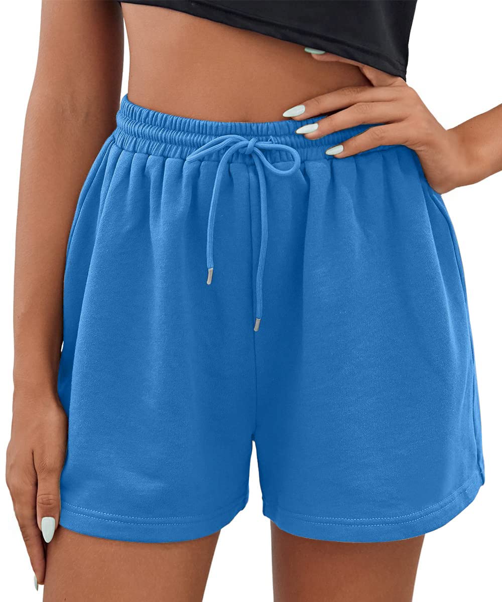 Photo 1 of Heyakso Womens Sweat Shorts with Drawstrawing Casual Elastic High Waist Athletic Shorts X-Large Blue