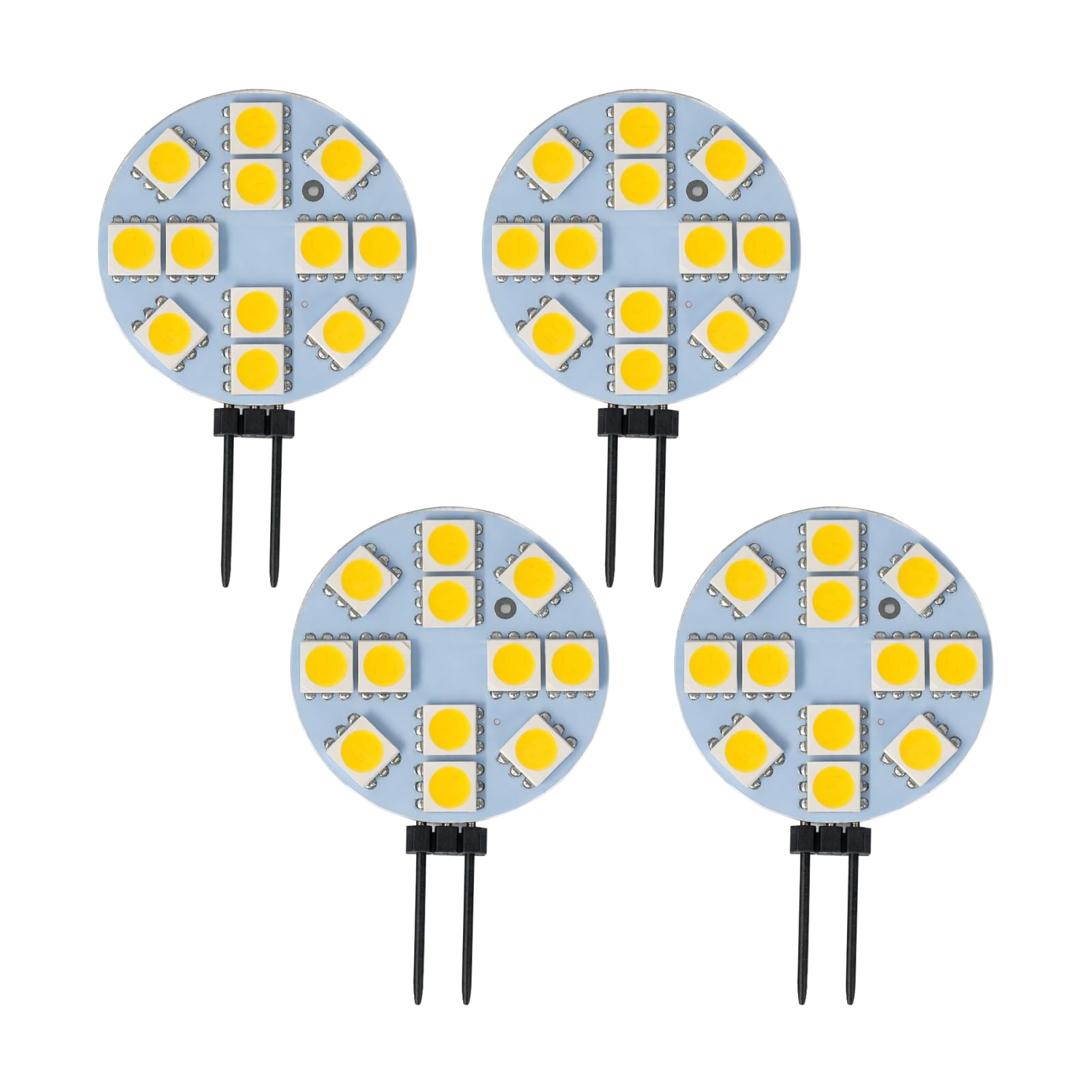 Cateye G4 LED Bulbs Warm White, 2W Equivalent to 20W Halogen, DC 12V G4 Bi Pin Base, 2700K 180 Degree Wide Beam, 100LM Non Dimmable LED Light for Recessed Lighting, Cooker Hood, Cabinet, Pack of 4